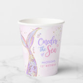 Mermaid Girl 1. Geburtstag Party Pappbecher (Vorderseite)