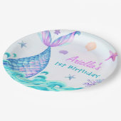 Mermaid Girl 1. Geburtstag Party Pappteller (Schrägansicht)