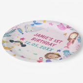 Mermaid Girl 1. Geburtstag Party Pappteller (Schrägansicht)