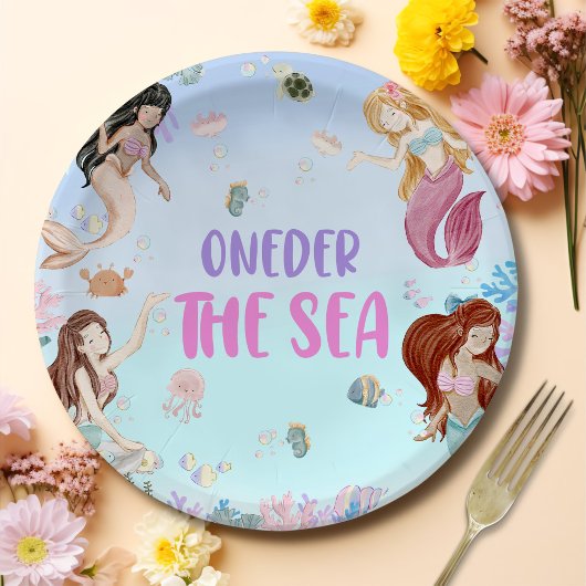 Mermaid Girl 1. Geburtstag Party Pappteller