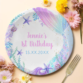 Mermaid Girl 1. Geburtstag Party Pappteller
