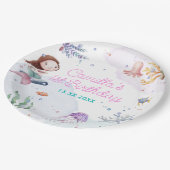 Mermaid Girl 1. Geburtstag Party Pappteller (Schrägansicht)