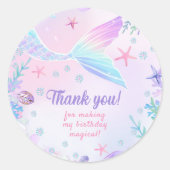 Mermaid Girl 1. Geburtstag Party Runder Aufkleber (Vorderseite)