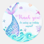 Mermaid Girl 1. Geburtstag Party Runder Aufkleber (Vorderseite)
