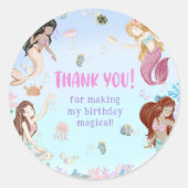 Mermaid Girl 1. Geburtstag Party Runder Aufkleber (Vorderseite)