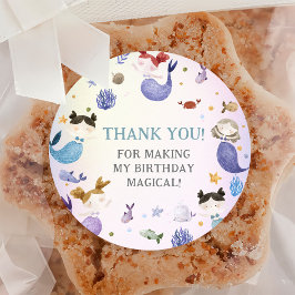 Mermaid Girl 1. Geburtstag Party Runder Aufkleber