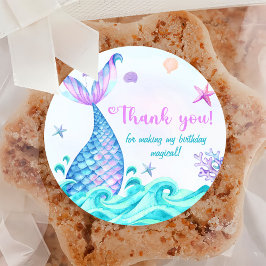 Mermaid Girl 1. Geburtstag Party Runder Aufkleber