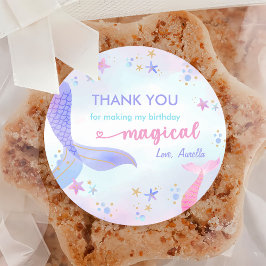 Mermaid Girl 1. Geburtstag Party Runder Aufkleber