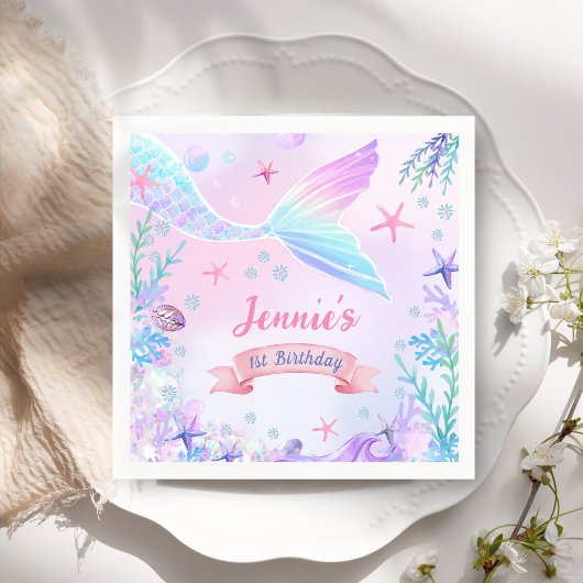 Mermaid Girl 1. Geburtstag Party Serviette