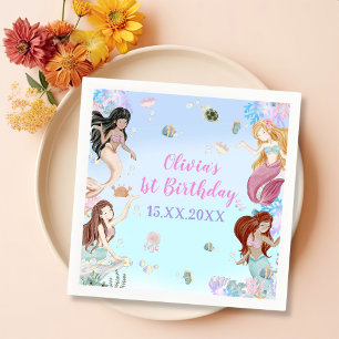 Mermaid Girl 1. Geburtstag Party Serviette