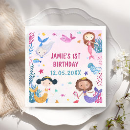 Mermaid Girl 1. Geburtstag Party Serviette