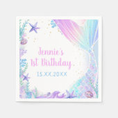 Mermaid Girl 1. Geburtstag Party Serviette (Vorderseite)