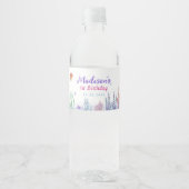 Mermaid Girl 1. Geburtstag Party Wasserflaschenetikett (Vorderseite)