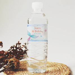 Mermaid Girl 1. Geburtstag Party Wasserflaschenetikett