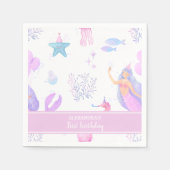 Mermaid Girl 1. Geburtstag unter dem Party Serviette (Vorderseite)