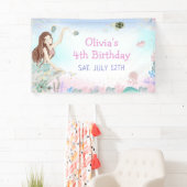 Mermaid Girl 4. Geburtstags-Party Banner (Insitu)