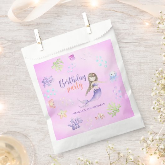 Mermaid Girl 6. Geburtstagsparty Geschenktütchen (Ausgeschnitten)