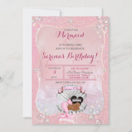 Mermaid Girl American Pink Pearls Muschel Einladung