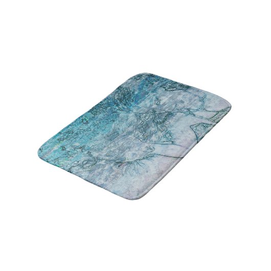 Mermaid Girl Aquamarin Green Blue Nautical Ocean W Badematte (Schrägansicht)