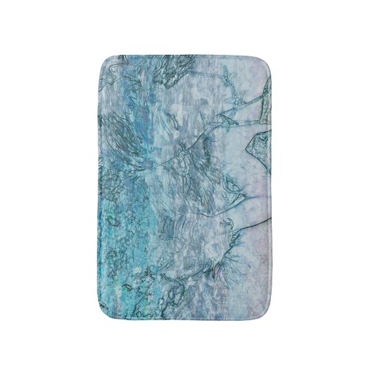 Mermaid Girl Aquamarin Green Blue Nautical Ocean W Badematte (Vorderseite Vertikal)