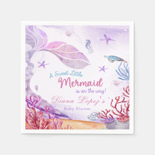 Mermaid Girl Baby Duschkabine Party Serviette (Vorderseite)