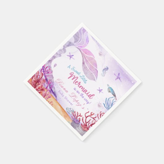 Mermaid Girl Baby Duschkabine Party Serviette (Ecke)