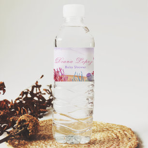 Mermaid Girl Baby Duschkabine Party Wasserflaschenetikett