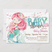 Mermaid, Girl Baby Showeinladung Einladung (Vorderseite)