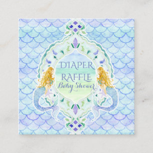 Mermaid Girl Babydusche Winzer Raffle Wasserfarbe Begleitkarte