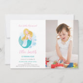 Mermaid Girl Birthday Einladung mit Foto (Vorderseite)