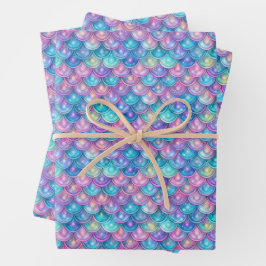 Mermaid Girl Birthday Lila Pink Geschenkpapier Set