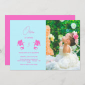 Mermaid Girl Birthday Minimalistisch Modernes Foto Einladung (Vorne/Hinten)