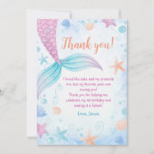 Mermaid Girl Birthday Party Dankeskarte (Vorderseite)
