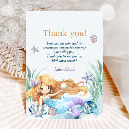 Mermaid Girl Birthday Party Dankeskarte