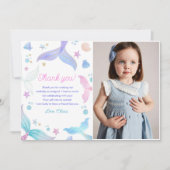 Mermaid Girl Birthday Party Dankeskarte (Vorderseite)