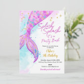 Mermaid Girl Birthday Party Einladung (Stehend Vorderseite)