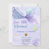 Mermaid Girl Birthday Party Einladung (Vorderseite)