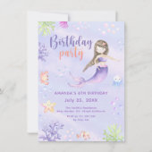 Mermaid Girl Birthday Party Einladung (Vorderseite)