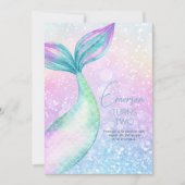 Mermaid Girl Birthday Party Einladung, Meerjungfra Einladung (Vorderseite)