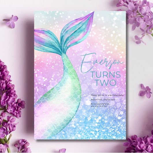 Mermaid Girl Birthday Party Einladung, Meerjungfra Einladung