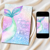 Mermaid Girl Birthday Party Einladung, Meerjungfra Einladung