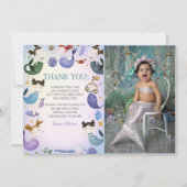 Mermaid Girl Birthday Party Foto Dankeskarte (Vorderseite)