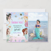 Mermaid Girl Birthday Party Foto Dankeskarte (Vorderseite)