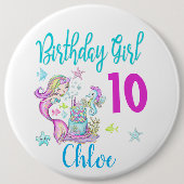 Mermaid Girl Birthday Party Group Matching Thema Button (Vorderseite)