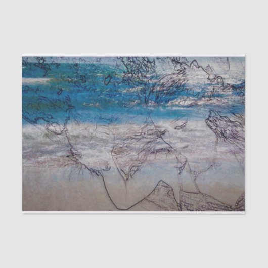 Mermaid Girl Blue White Nautical Ocean Waves Seidenpapier (Vorderseite)