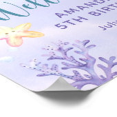 Mermaid Girl Dive in Five Birthday Party Willkomme Poster (Ecke)