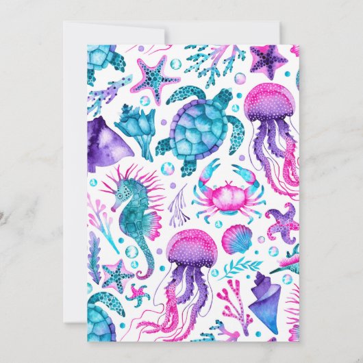 Mermaid Girl Friends Joint Birthday Party Einladung (Rückseite)