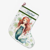 Mermaid Girl Großer Weihnachtsstrumpf (Vorderansicht (hängend))