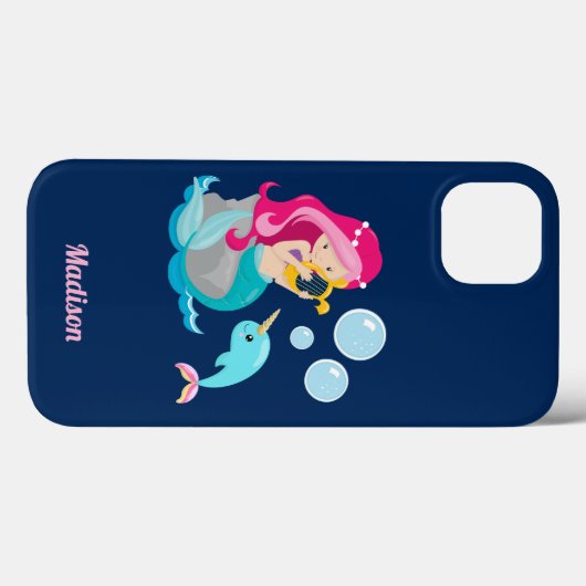 Mermaid Girl Niedlich Beach Narwhal Monogram Case-Mate iPhone Hülle (Rückseite (Horizontal))