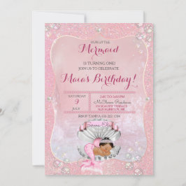 Mermaid Girl Pink Pearls Muschel Ethnisch Einladung